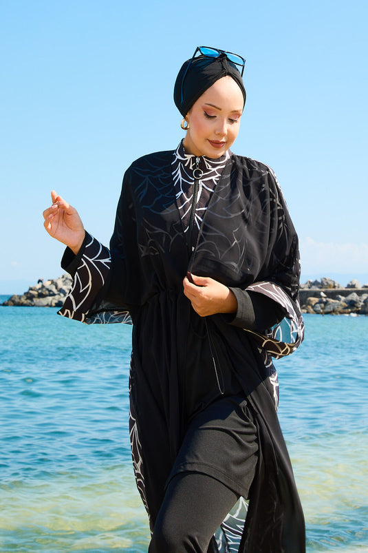 Maillot de bain hijab paréo en mousseline à taille ajustable -183