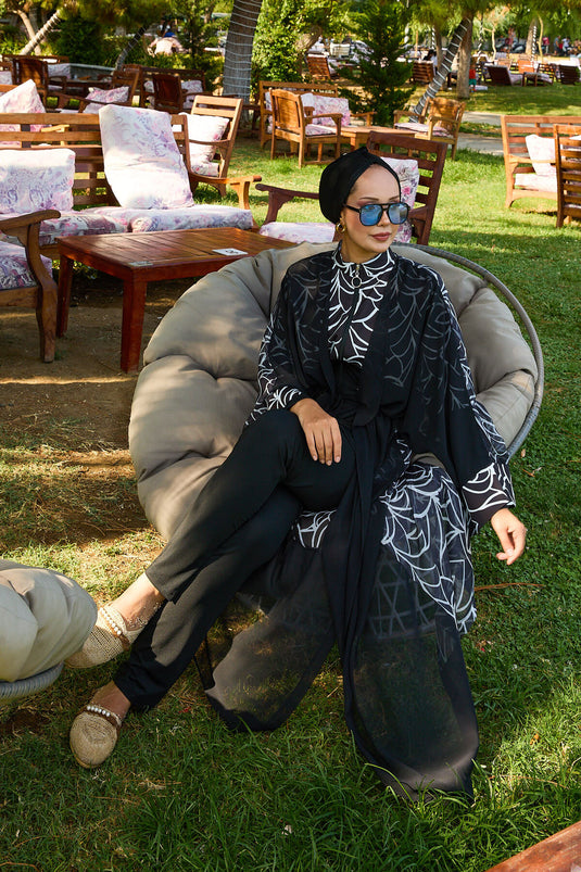 Maillot de bain hijab paréo en mousseline à taille ajustable -183