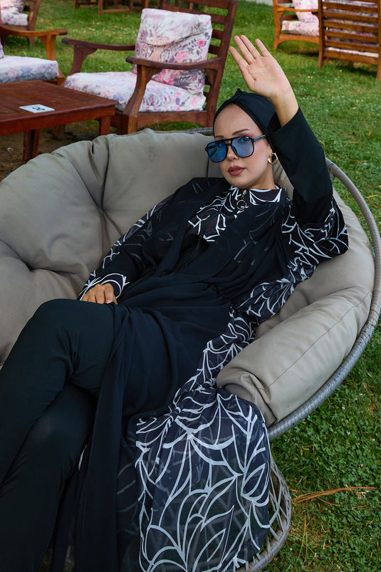 Maillot de bain hijab paréo en mousseline à taille ajustable -183