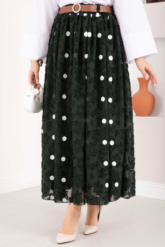 Chiffon Polka Dot Balloon Skirt Emerald