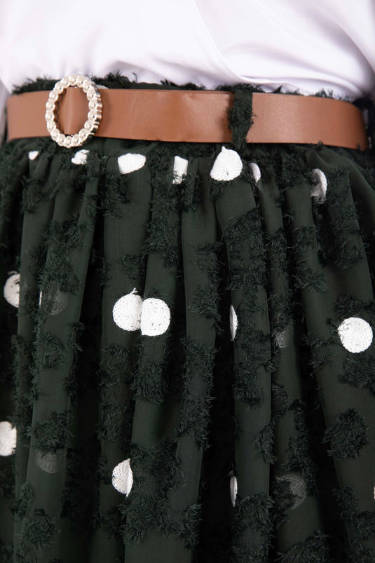 Jupe bouffante en mousseline à pois émeraude