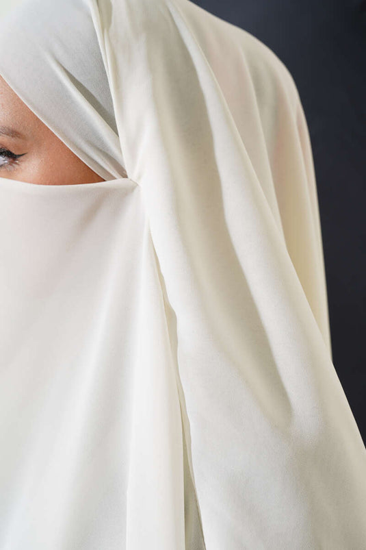 Scialle Himar in chiffon soufflé Ecru