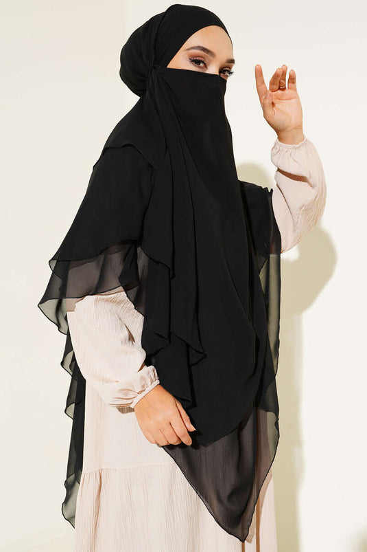 Chiffon Souffle Himar Shawl Black