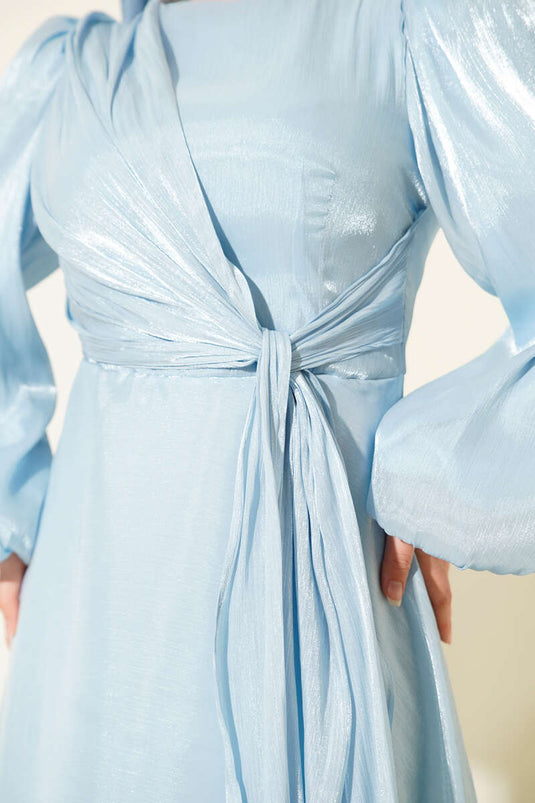 Chiffon Side-Tied Evening Dress Baby Blue