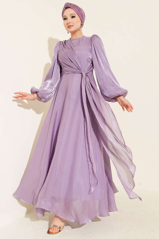 Chiffon Side-Tied Evening Gown Lilac