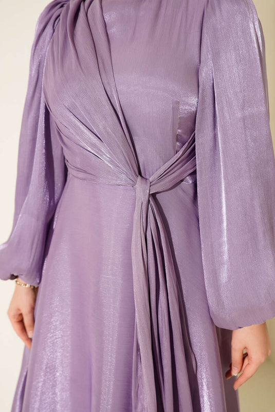Chiffon Side-Tied Evening Gown Lilac