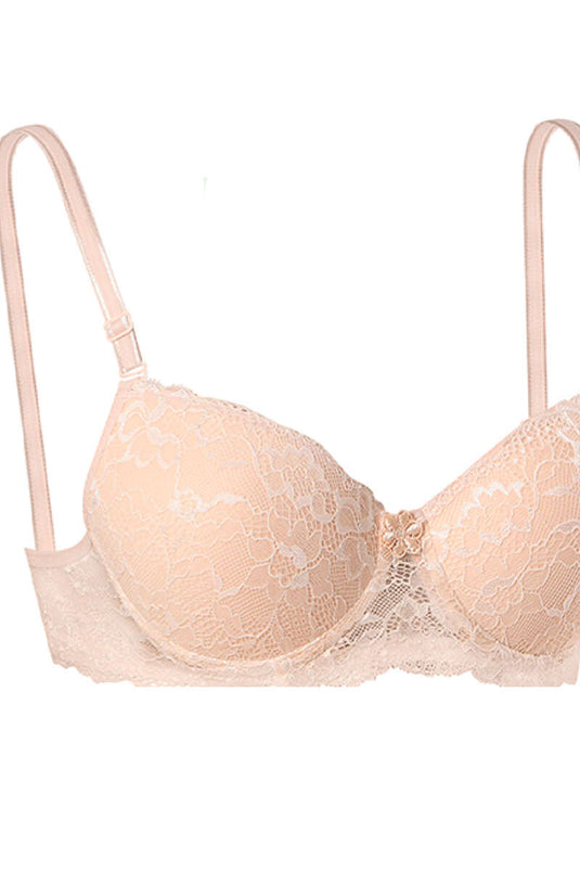 Silikonlu Destekli Dantelli Sütyen Ten