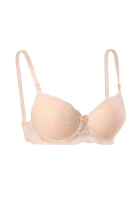 Silikonlu Destekli Dantelli Sütyen Ten