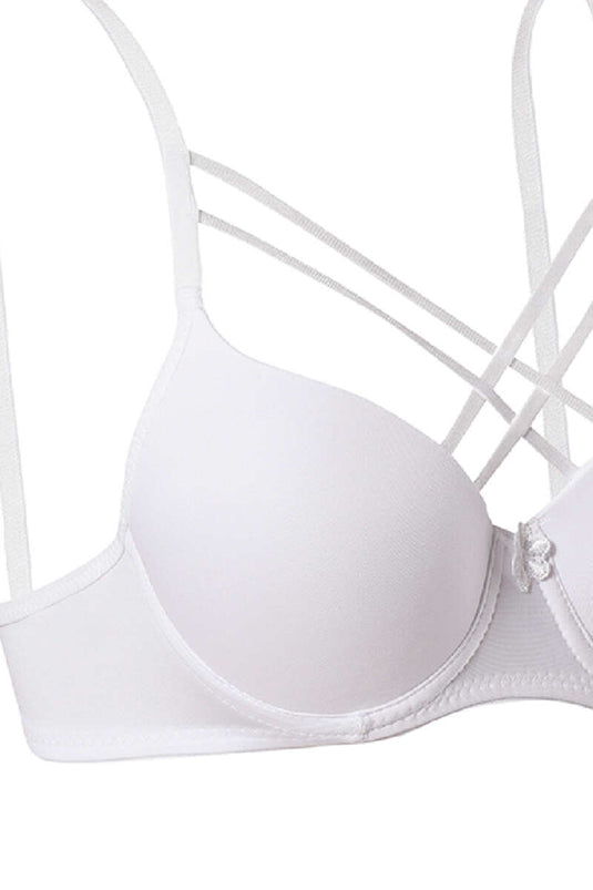 Soutien-gorge croisé micro rembourré en silicone blanc