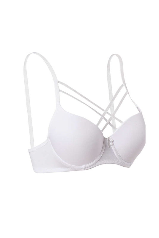 Soutien-gorge croisé micro rembourré en silicone blanc