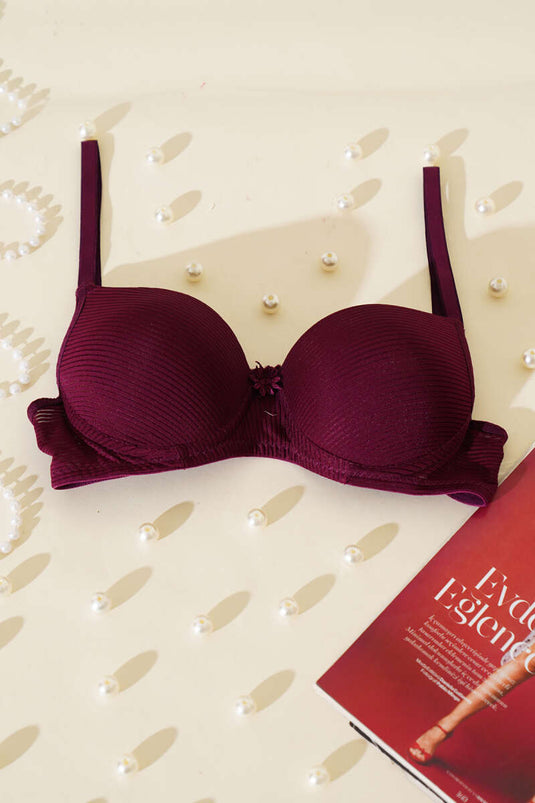 Silicone Padded Strip Bra Plum