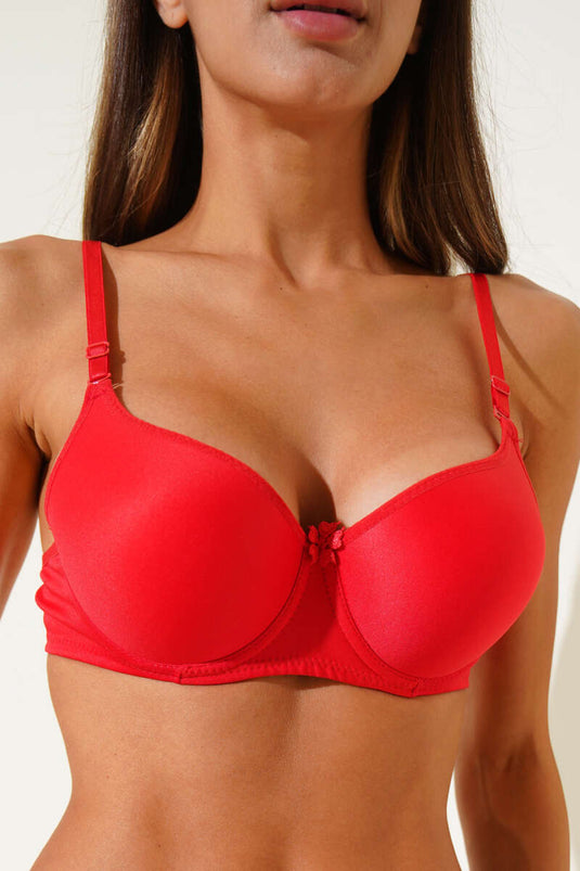 Silicone Flat Padded Bra Red