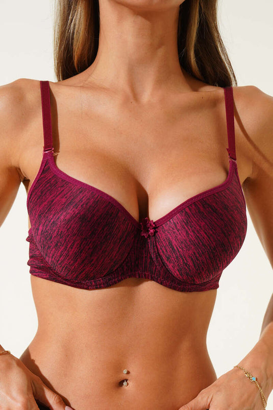 Silicone Flat Padded Bra Melange Burgundy