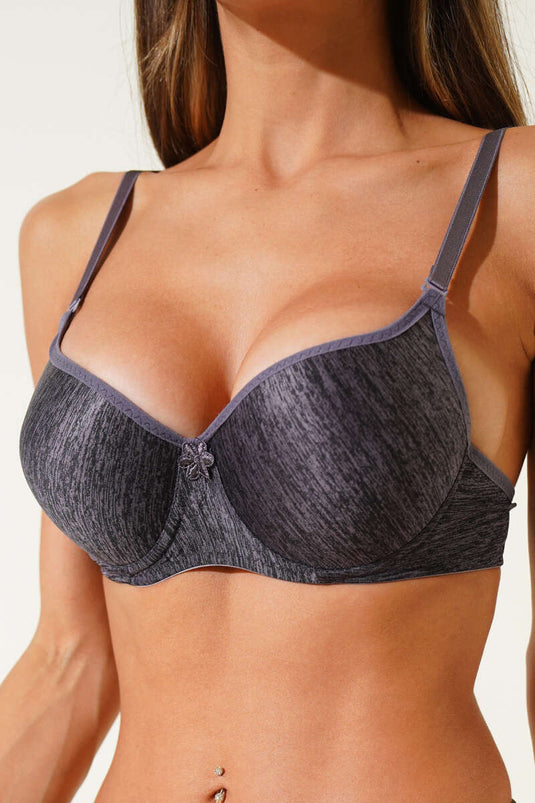 Silicone Flat Padded Bra Melange Smoke
