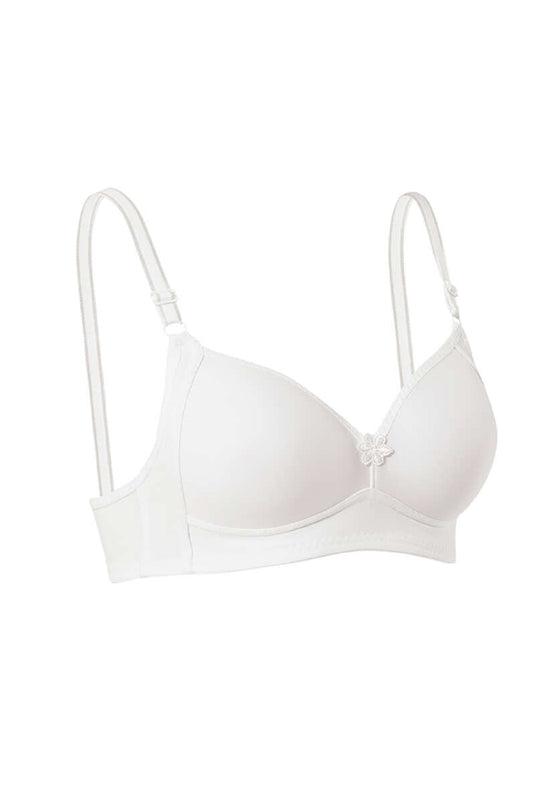 Unpadded Wire-Free Hollow Bra Bra White
