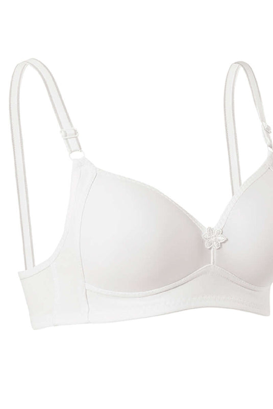 Unpadded Wire-Free Hollow Bra Bra White