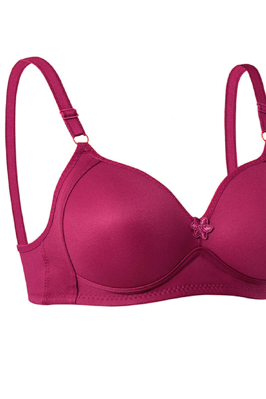 Unpadded Wire-Free Hollow Bra Burgundy