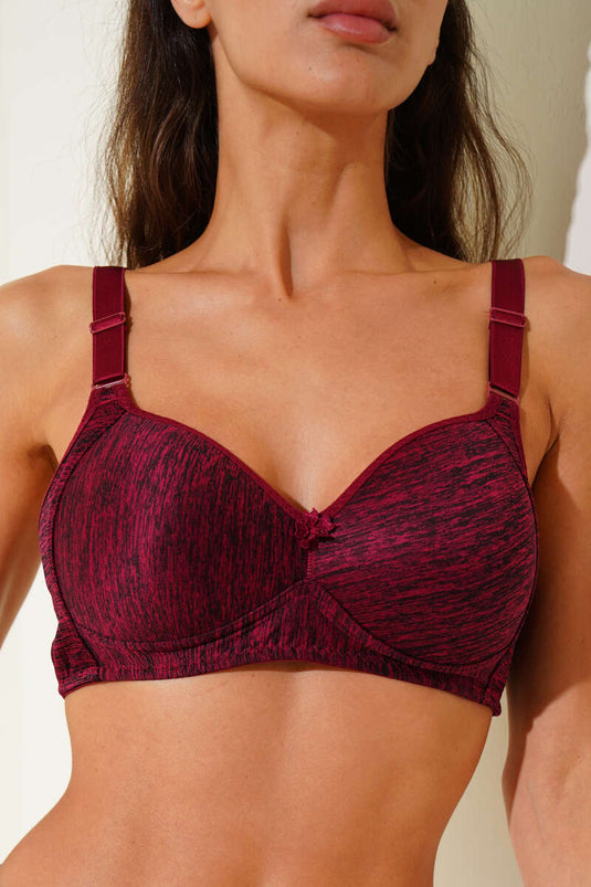 Desteksiz Telsiz İçi Boş Sütyen Melanj Bordo