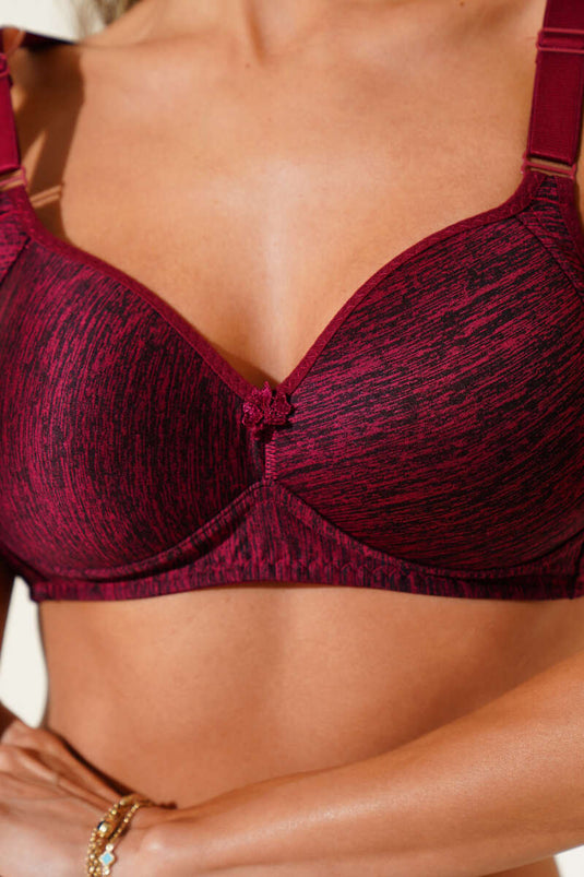 Desteksiz Telsiz İçi Boş Sütyen Melanj Bordo