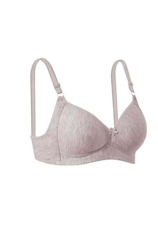 Unpadded Wire-Free Hollow Bra Melange Brown
