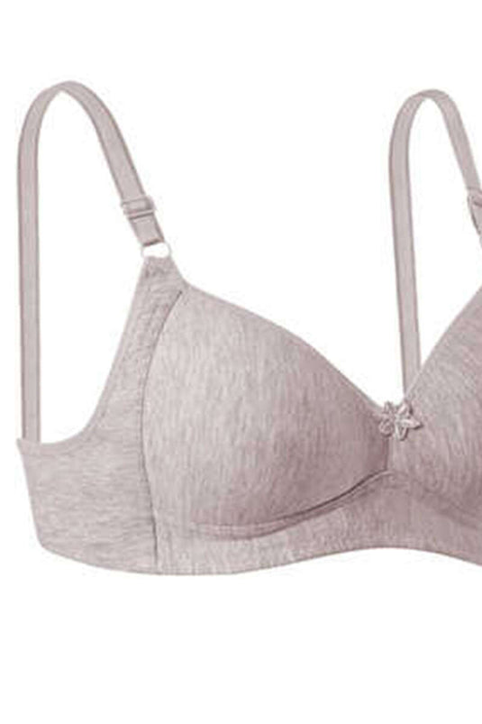 Unpadded Wire-Free Hollow Bra Melange Brown