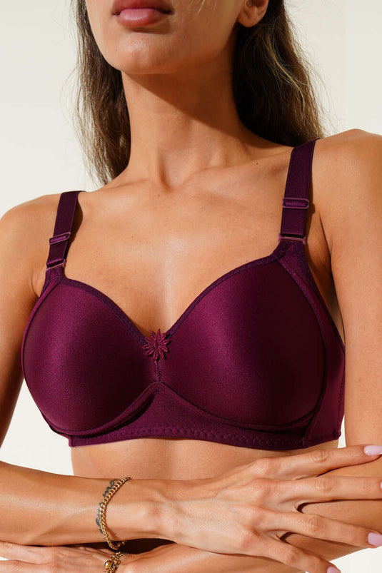 Unpadded Wire-Free Hollow Bra Plum