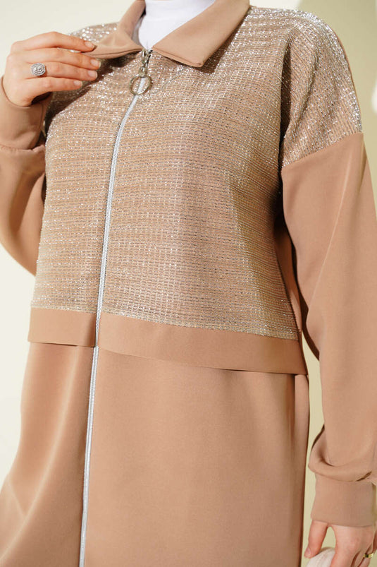 Ensemble deux pièces de plongée à fermeture éclair Sim Detail Latte