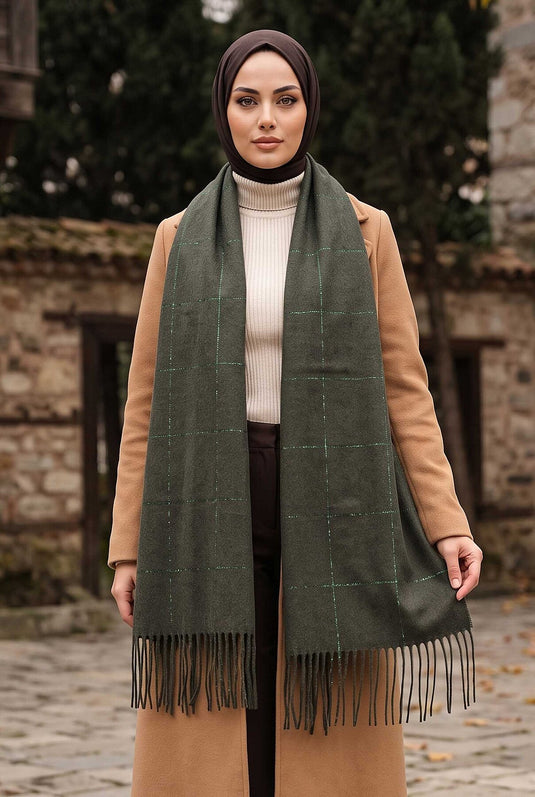Detaillierter Schulter-Schal Khaki