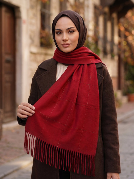 Écharpe À Épaule Détaillée Rouge