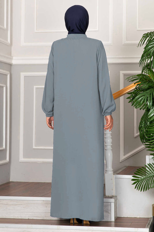 Sima Elastic Sleeves Hijab Abaya Gray