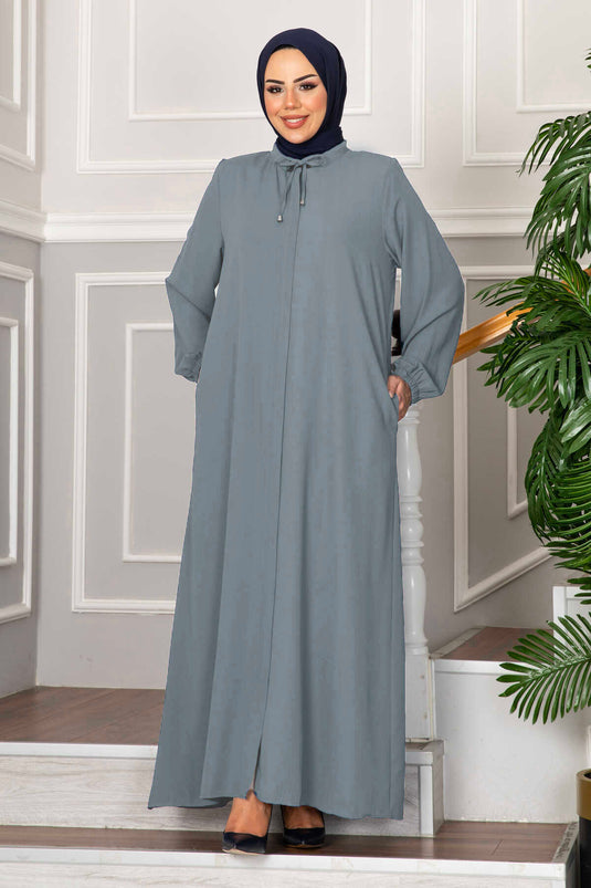 Sima Elastic Sleeves Hijab Abaya Gray