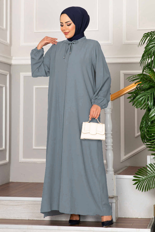 Sima Elastic Sleeves Hijab Abaya Gray