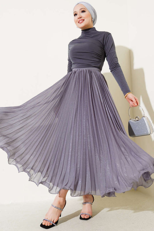 Glittery Ruffle Tulle Skirt Gray