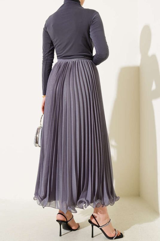 Glittery Ruffle Tulle Skirt Gray