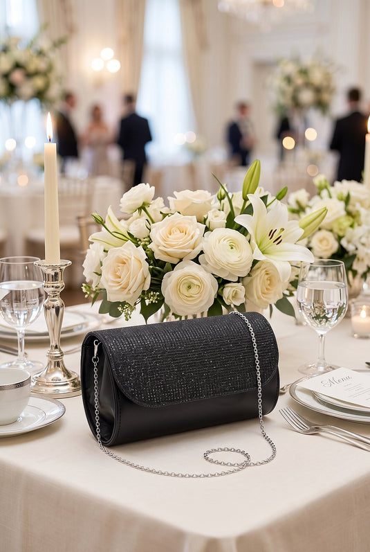 Borsa Pochette Da Sera Con Paillettes Nera