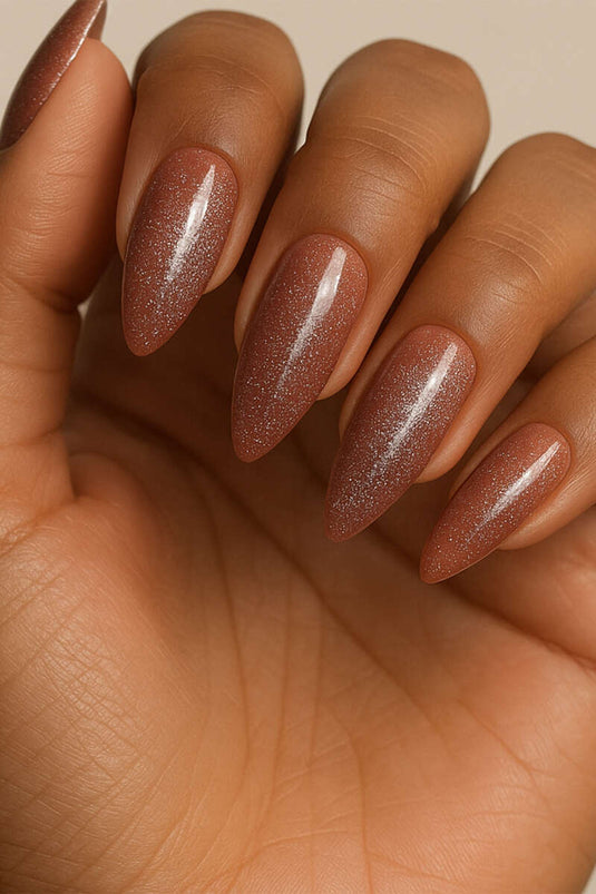 Glittery False Nails, Rose Pink