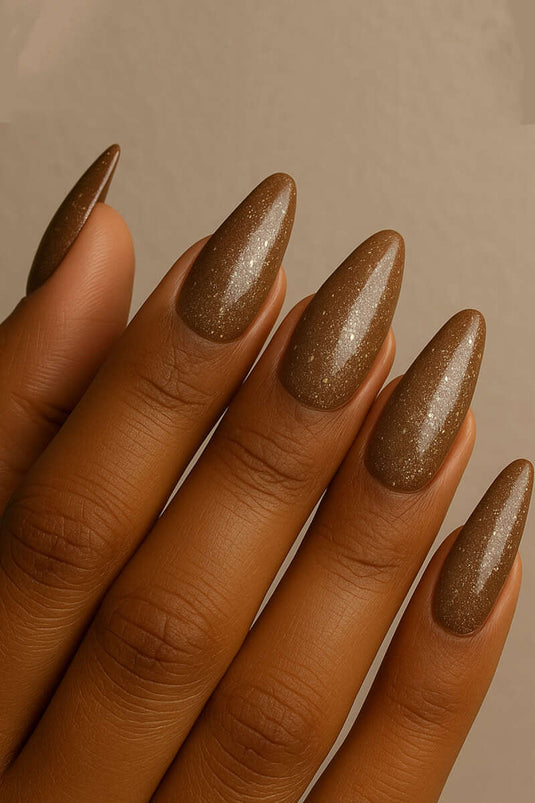 Glittery False Nails in Brown