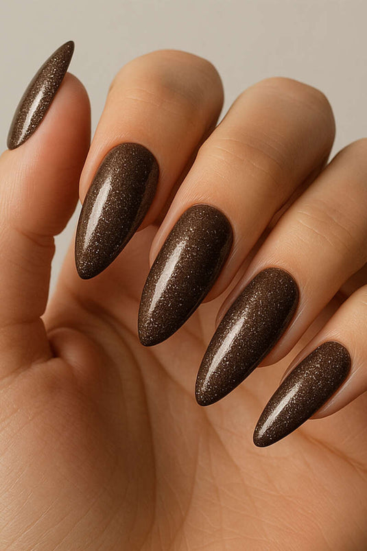 Glittery False Nails (Mink)