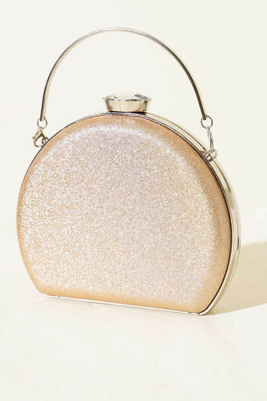 Glitter Half-Moon Model Women's Evening Bag Copper