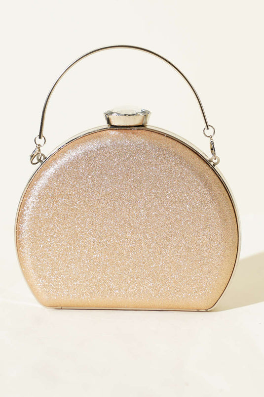 Glitter Half-Moon Model Women's Evening Bag Copper