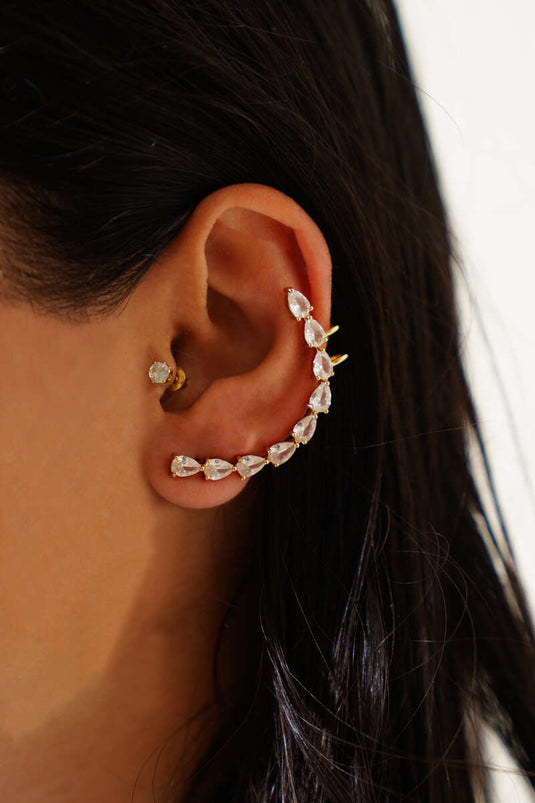 Boucles d'oreilles tragus en or avec pierres en forme de larme