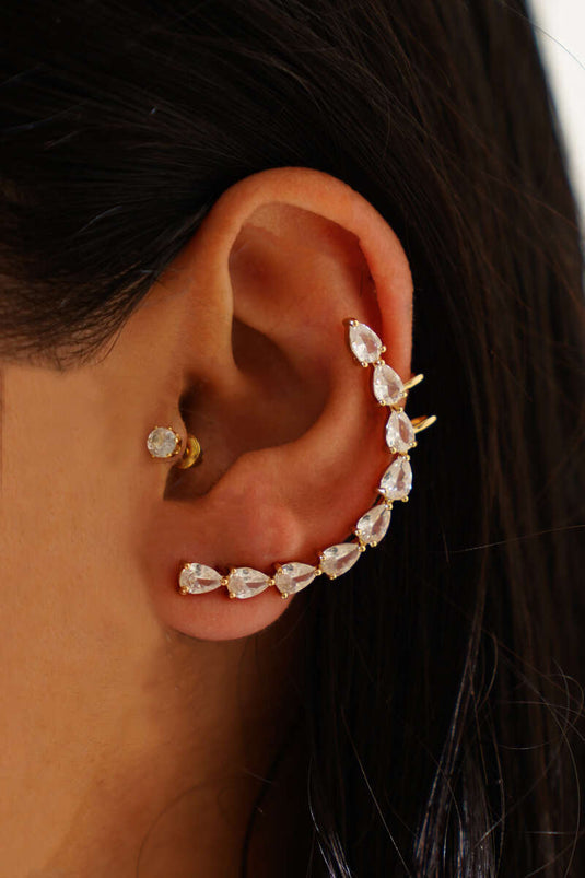 Boucles d'oreilles tragus en or avec pierres en forme de larme