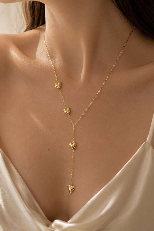 Heart Pendant Chain Necklace Gold
