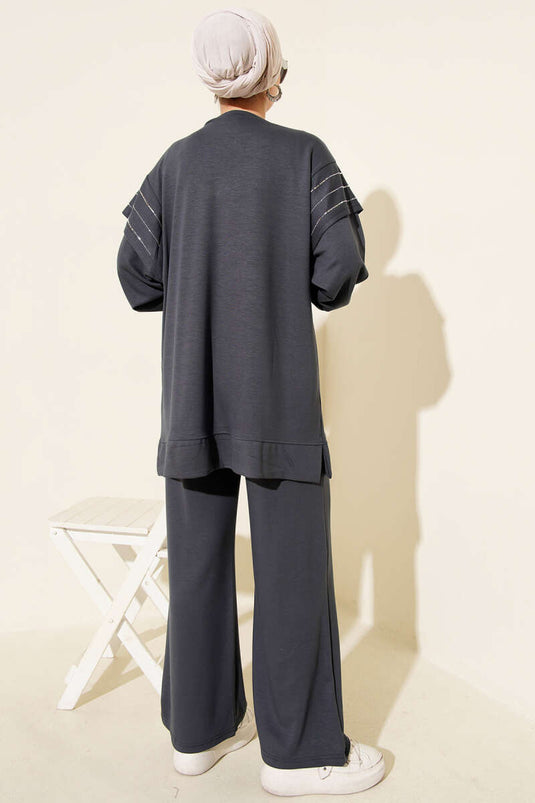 Row Stone Detailed Loysha Two Piece Set Smoke Color