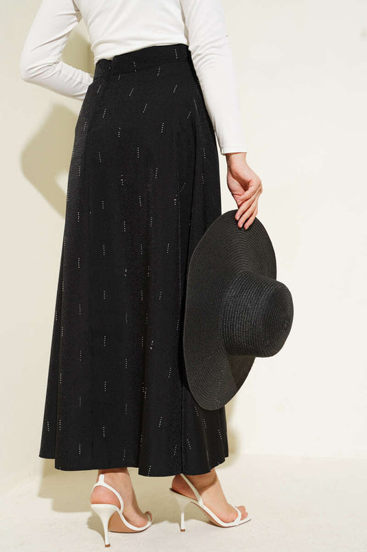 Skirt with Row of Stones Black