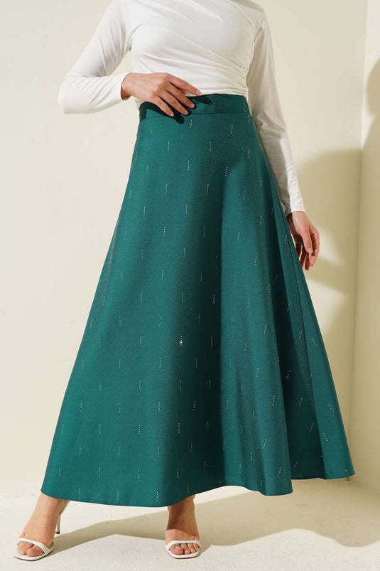 Gonna in paillettes di pietra verde