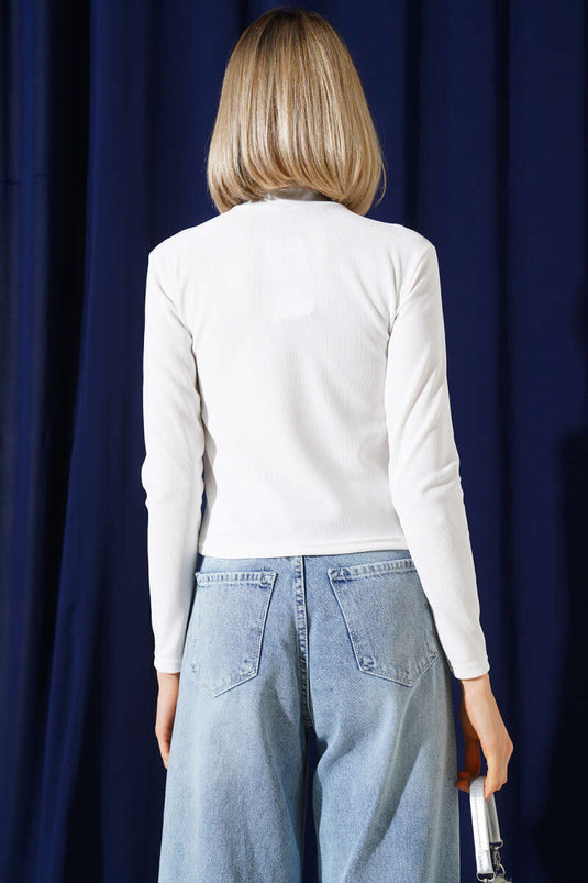 Weißer Camisole-Body mit Steindetails