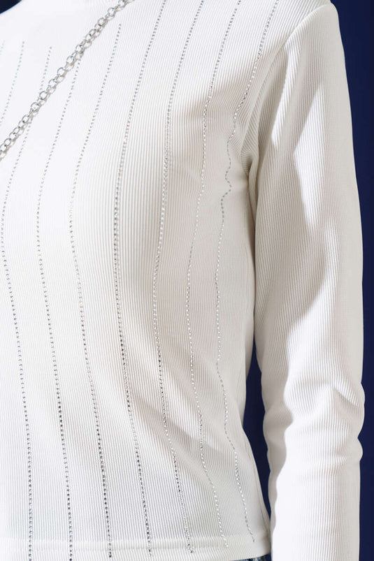 Weißer Camisole-Body mit Steindetails