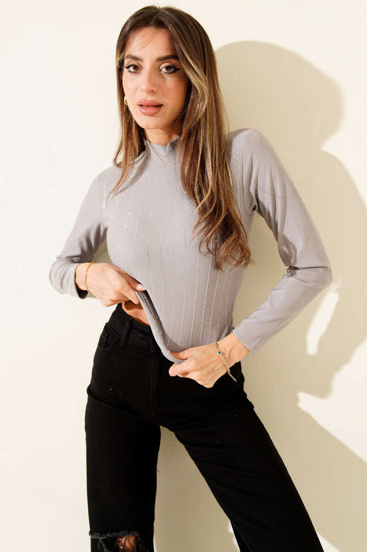 Sıra Taşlı Kaşkorse Body Gri