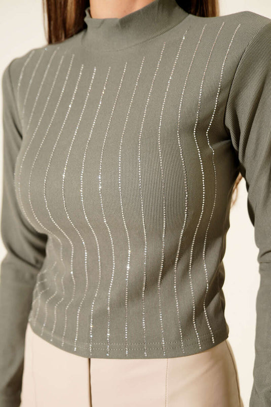 Body corset orné de pierres, kaki